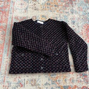 Jones New York quilted print jacket velvet